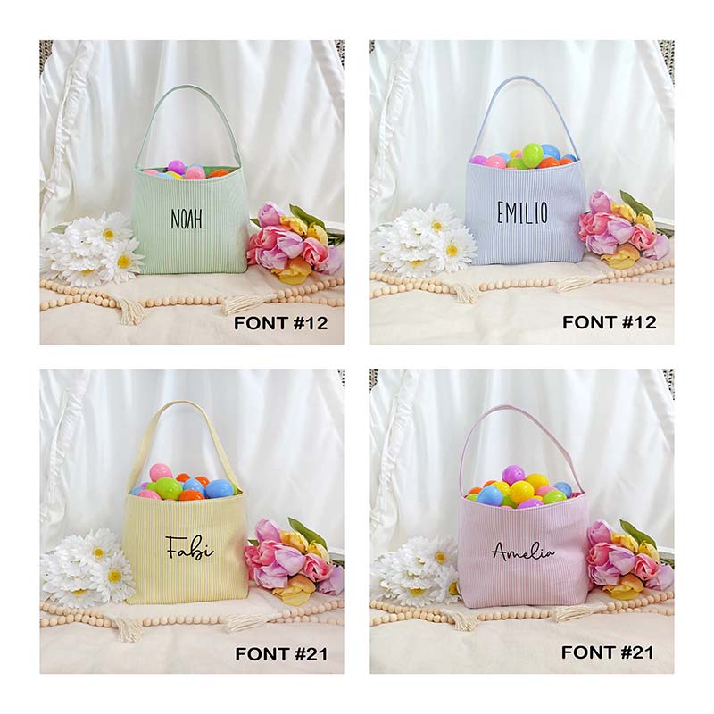 Custom Seersucker Easter Baskets Personalized Kids Easter Basket