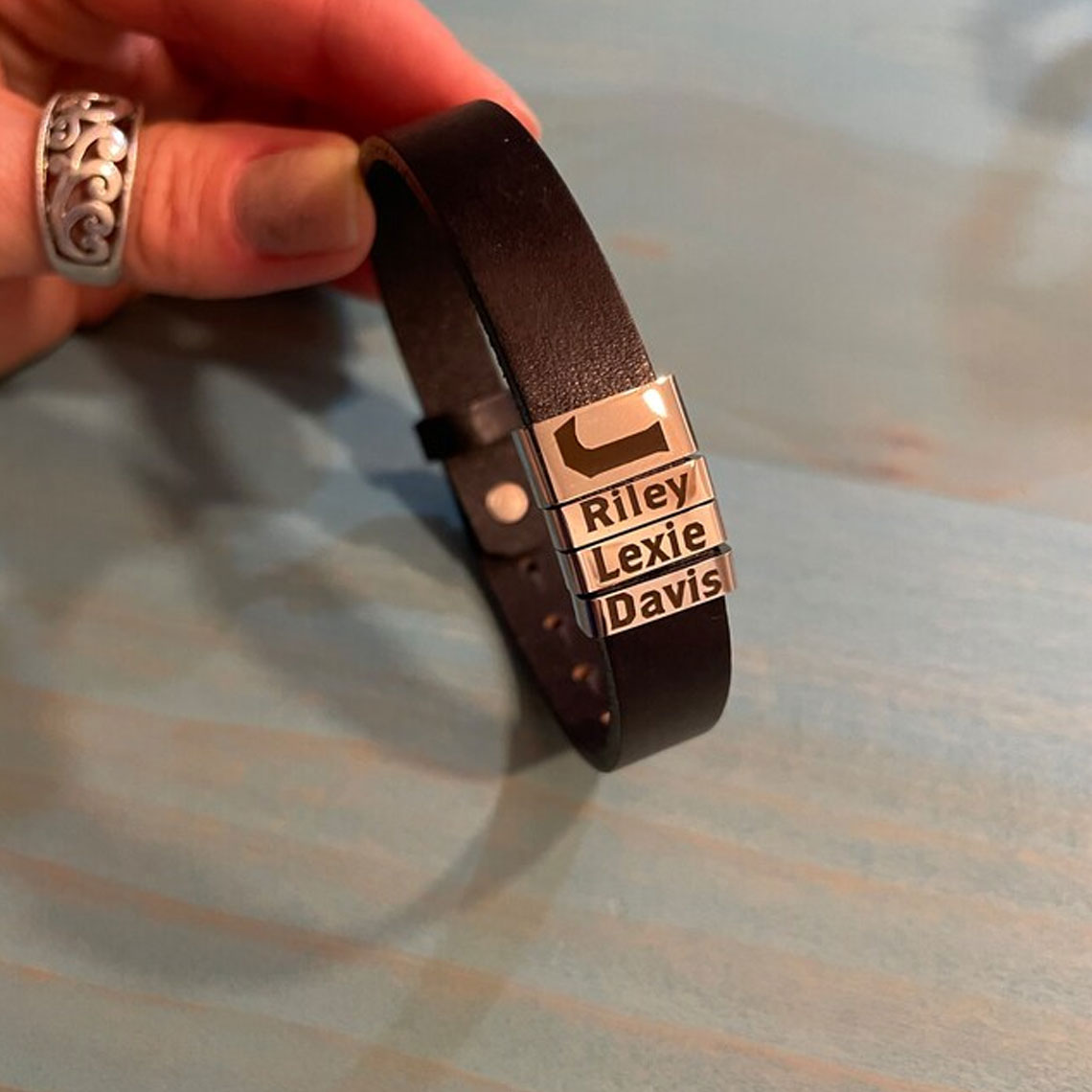 Personalized Dad Gifts, Dads Initial Kids Name Bracelet