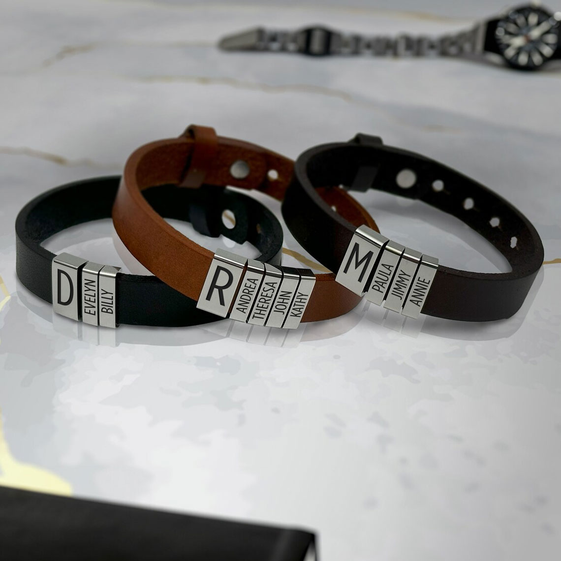 Personalized Dad Gifts, Dads Initial Kids Name Bracelet