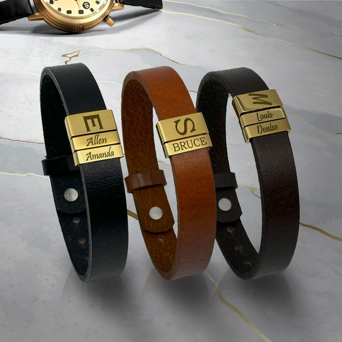 Personalized Dad Gifts, Dads Initial Kids Name Bracelet