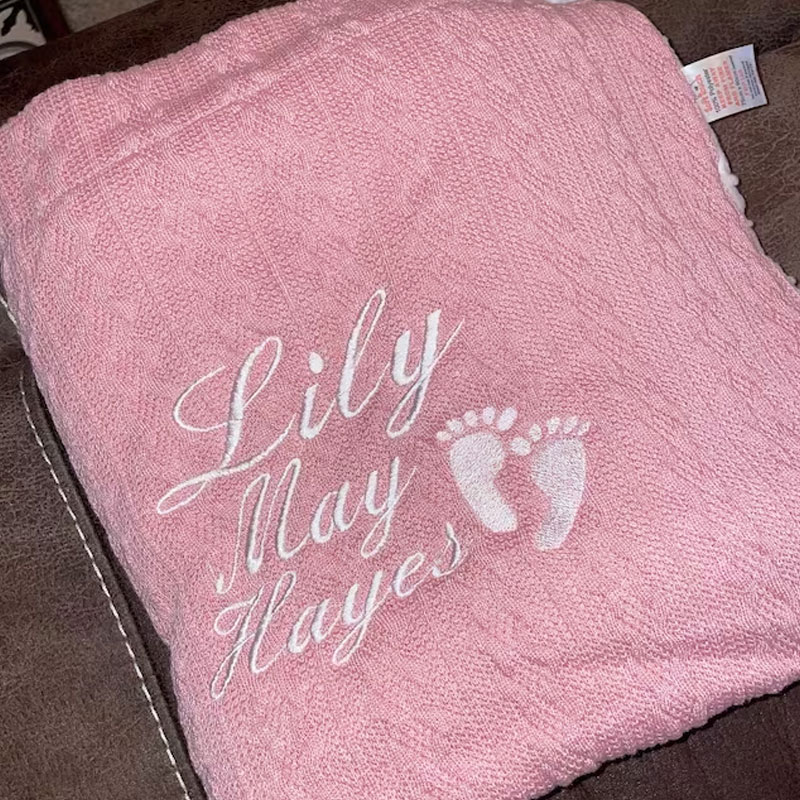 Personalised Baby, Toddler Cable Sherpa Knit Blanket