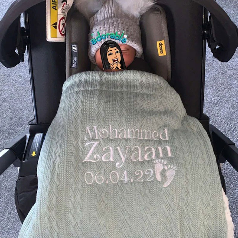 Personalised Baby, Toddler Cable Sherpa Knit Blanket