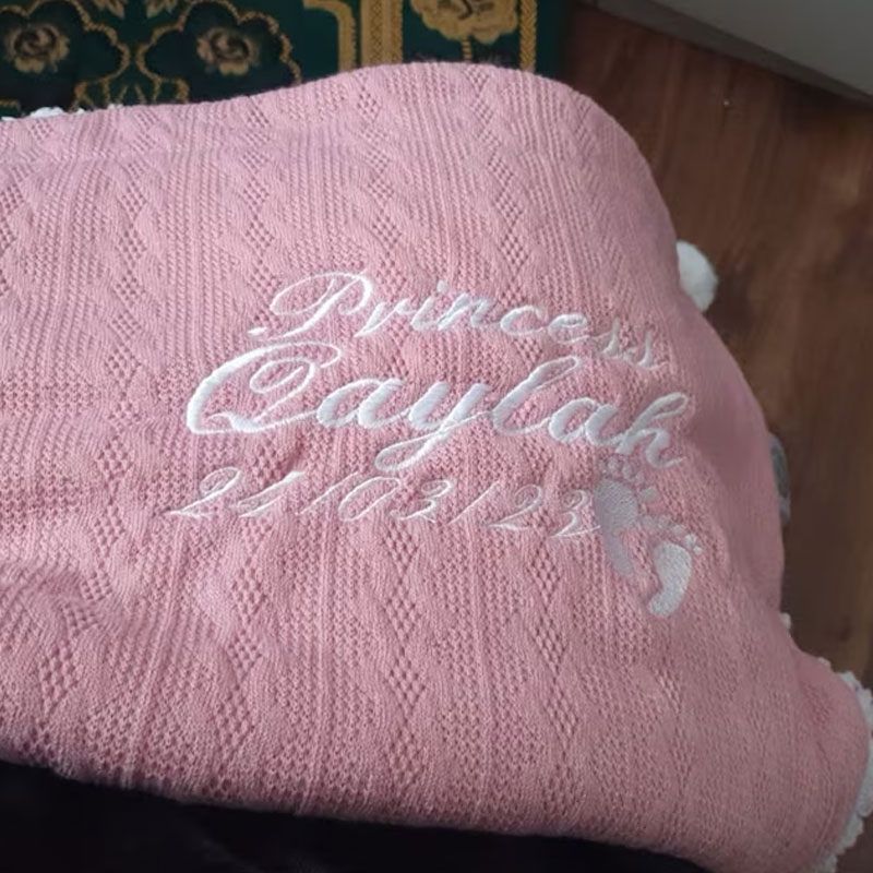 Personalised Baby, Toddler Cable Sherpa Knit Blanket