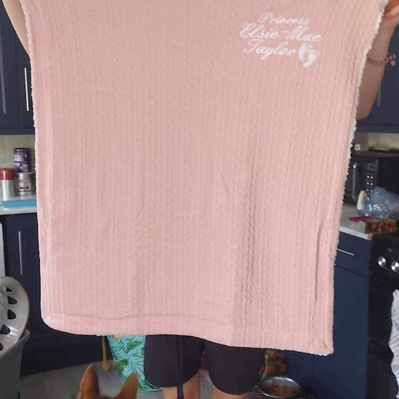Personalised Baby, Toddler Cable Sherpa Knit Blanket