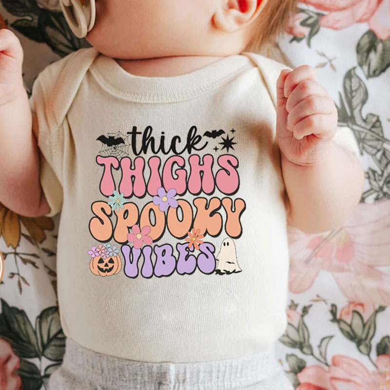 Thick Thighs and Spooky Vibes Halloween Bodysuit