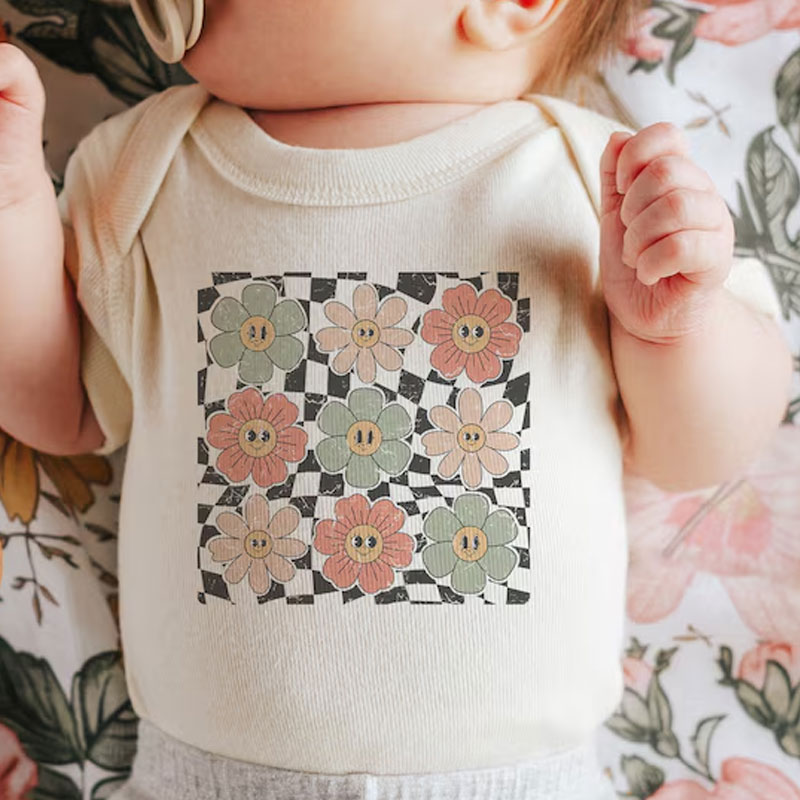 Toddler T-shirt - Retro Flowers Kids Retro TShirt