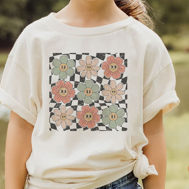 Toddler T-shirt - Retro Flowers Kids Retro TShirt