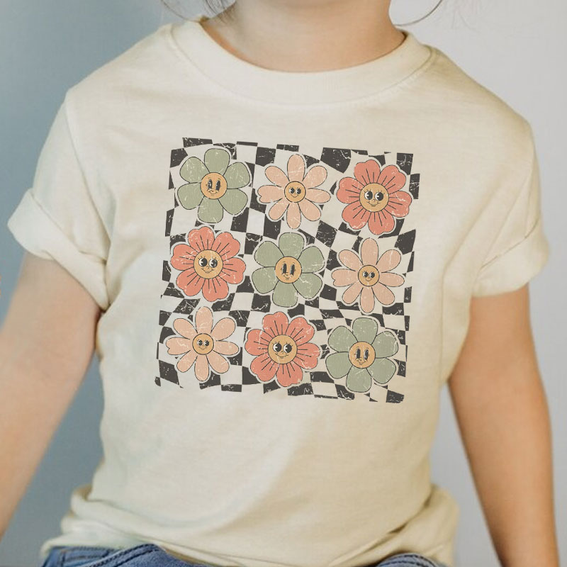 Toddler T-shirt - Retro Flowers Kids Retro TShirt