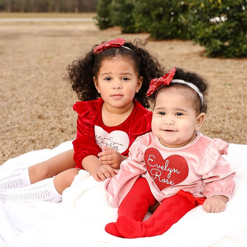 Velvet Outfit Set Personalized baby girl outfit With Socks Headband