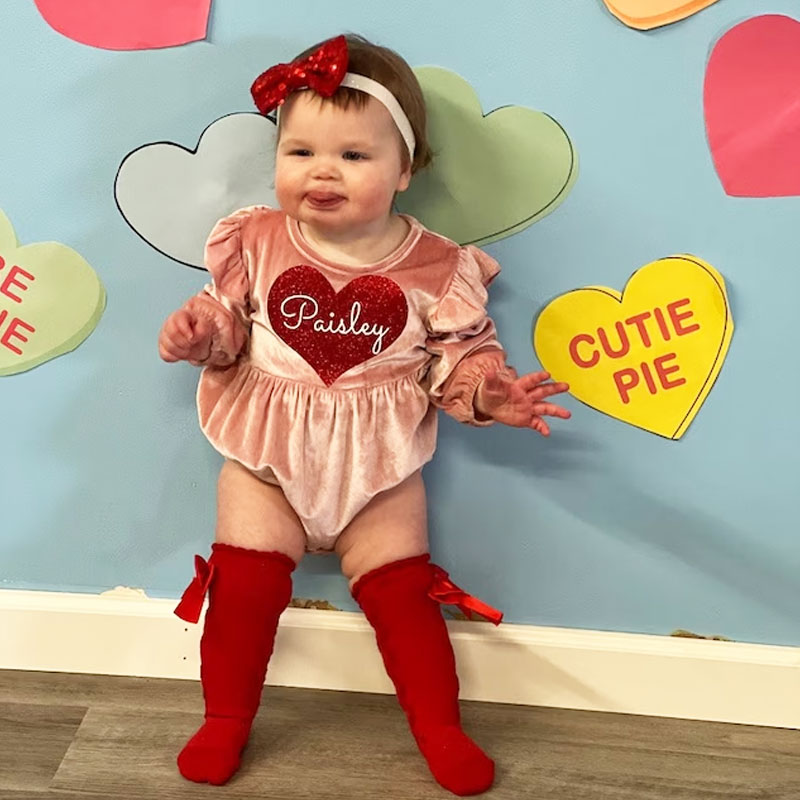 Velvet Outfit Set Personalized baby girl outfit With Socks Headband