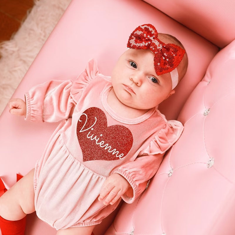 Velvet Outfit Set Personalized baby girl outfit With Socks Headband