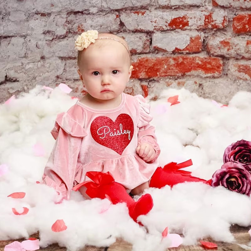 Velvet Outfit Set Personalized baby girl outfit With Socks Headband