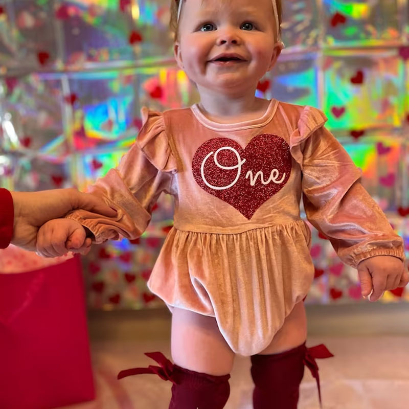 Velvet Outfit Set Personalized baby girl outfit With Socks Headband