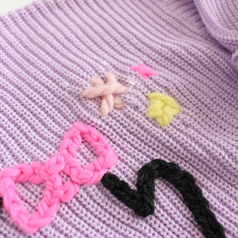 Whimsy ghost sweater lilac ghost toddler knit sweater