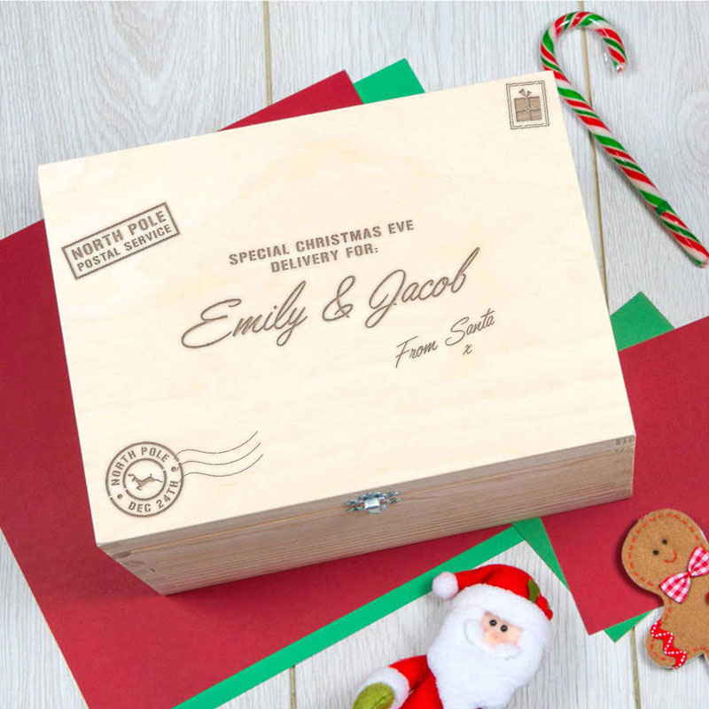 Winter Animals Natural Engraved Christmas Eve Box