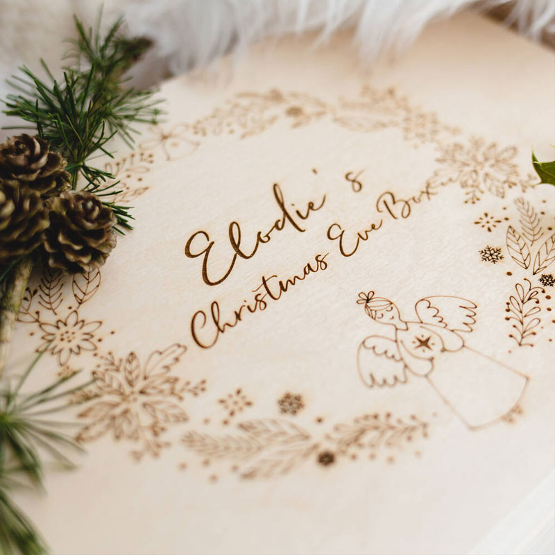 Winter Animals Natural Engraved Christmas Eve Box