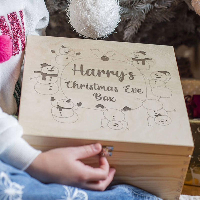 Winter Animals Natural Engraved Christmas Eve Box