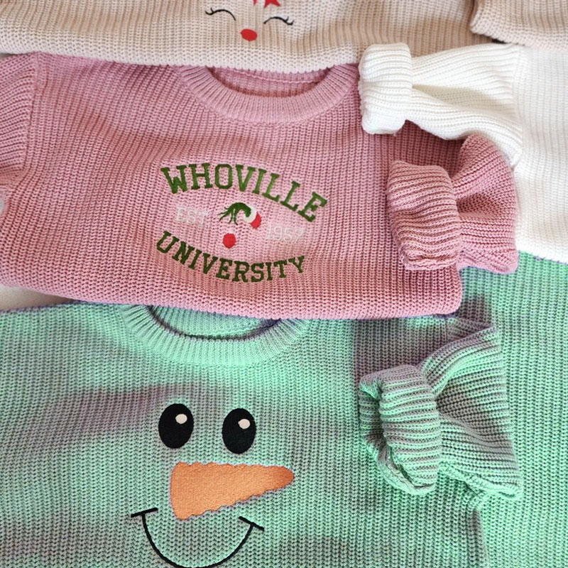 Winter Knitted Embroidered Sweater Infant Baby Toddler Sweater