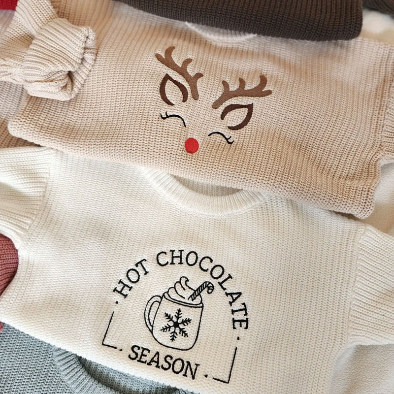 Winter Knitted Embroidered Sweater Infant Baby Toddler Sweater