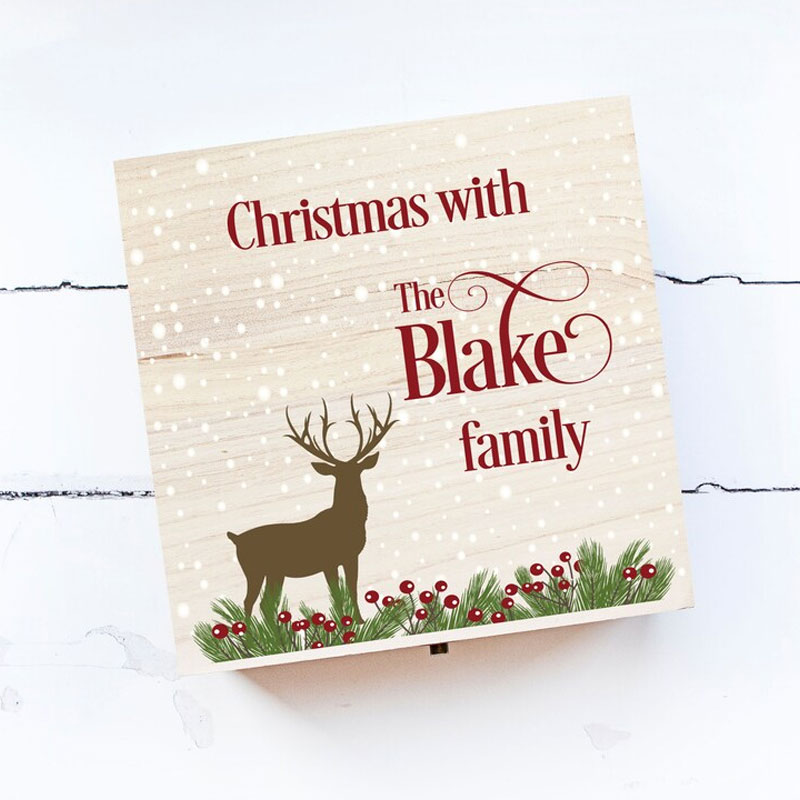 Wooden Printed Christmas Eve Box Christmas Family Box