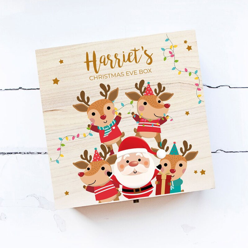 Wooden Printed Christmas Eve Box Christmas Family Box