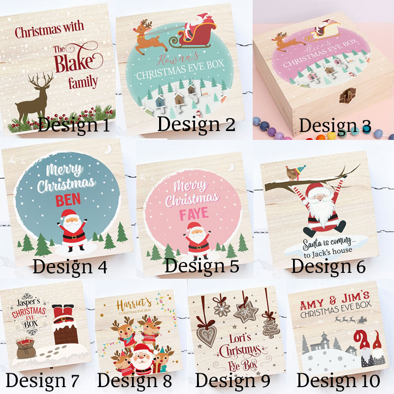 Wooden Printed Christmas Eve Box Christmas Family Box