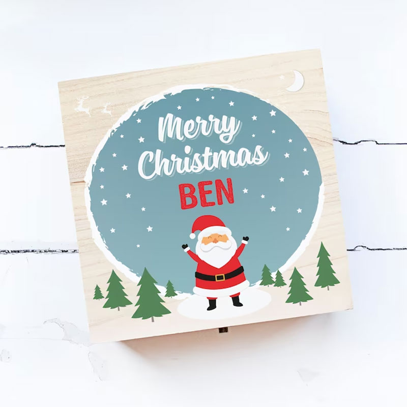 Wooden Printed Christmas Eve Box Christmas Family Box