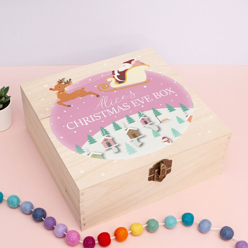 Wooden Printed Christmas Eve Box Christmas Family Box