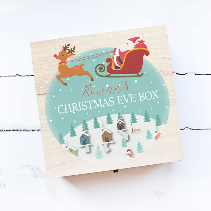Wooden Printed Christmas Eve Box Christmas Family Box