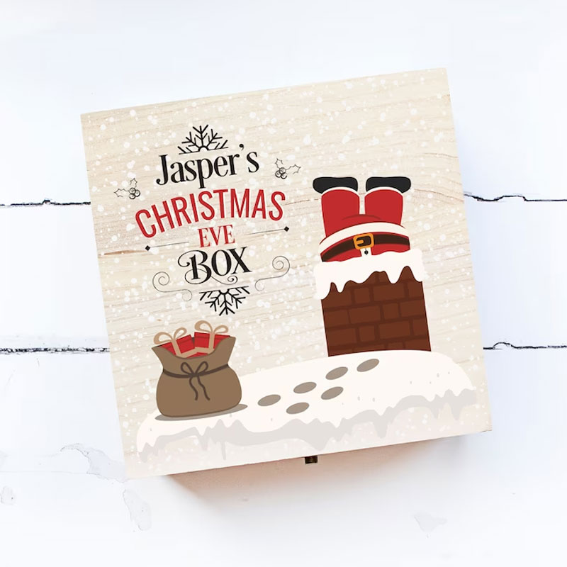 Wooden Printed Christmas Eve Box Christmas Family Box
