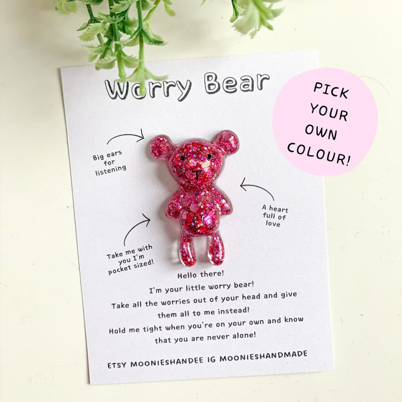 Worry Bear Anxiety Relief Pocket Hug Back To School Keychain