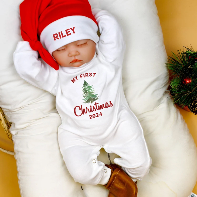 Baby 1st Christmas Outfit With Santa Hat