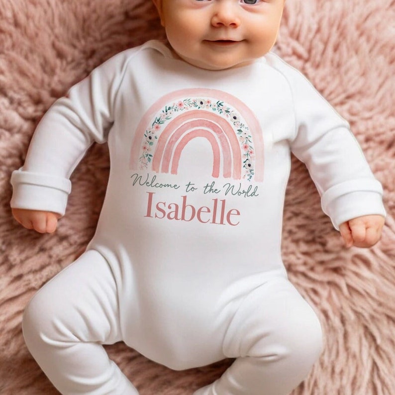 Personalised Hello World Babygrow Sleepsuit Coming Home Gift