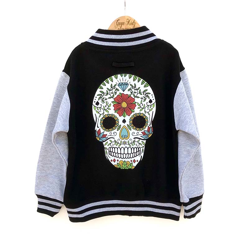 Sugar Skull Kids Varsity Jacket Alternative Fashion Child