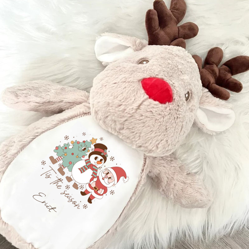 Personalised Reindeer Tis The Season Christmas Gift for Kids Soft Toy