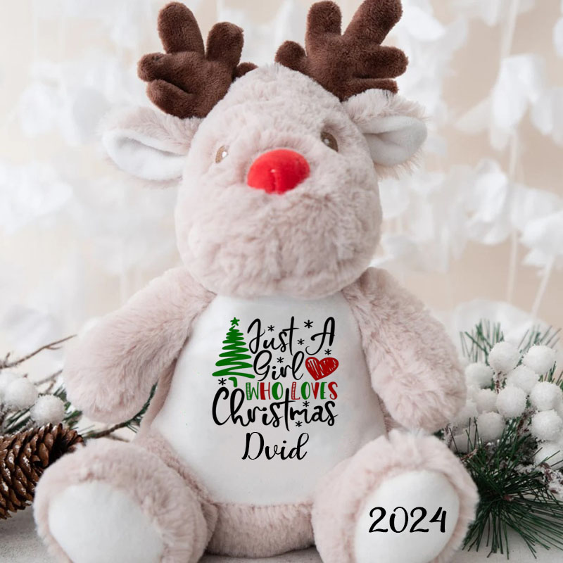 Personalised Reindeer Tree And Heart Christmas Gift for Kids Soft Toy