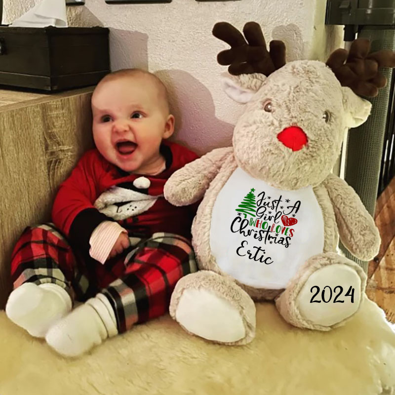 Personalised Reindeer Tree And Heart Christmas Gift for Kids Soft Toy