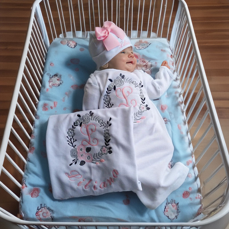 Personalized Floral Gown Newborn Girl Coming Home Outfit