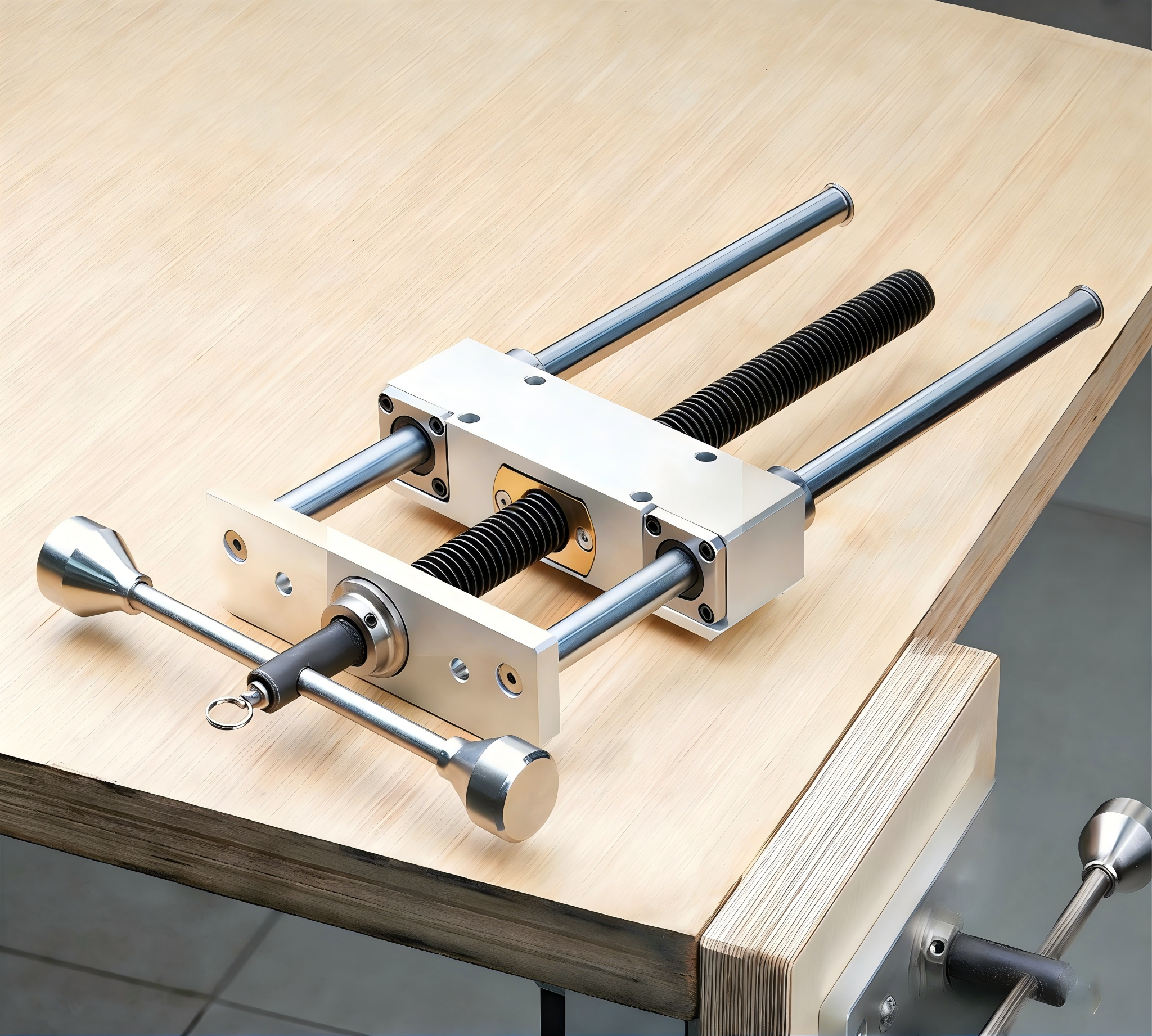 Woodworking bench inertia vise, DIY workbench, precision heavy-duty vise, bench clamp, clamping table, table vise, double connecting rod for vise, CNC