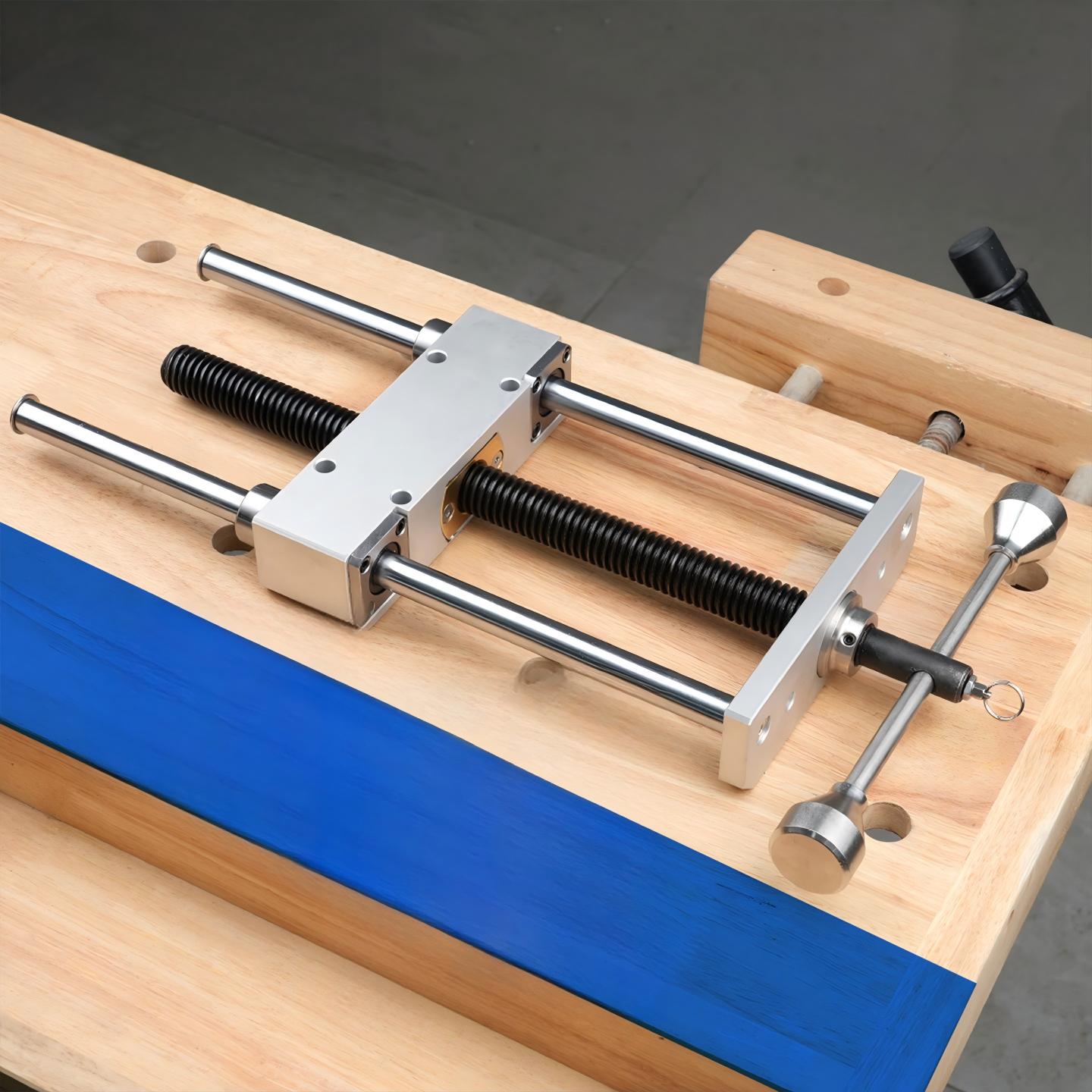 Woodworking bench inertia vise, DIY workbench, precision heavy-duty vise, bench clamp, clamping table, table vise, double connecting rod for vise, CNC