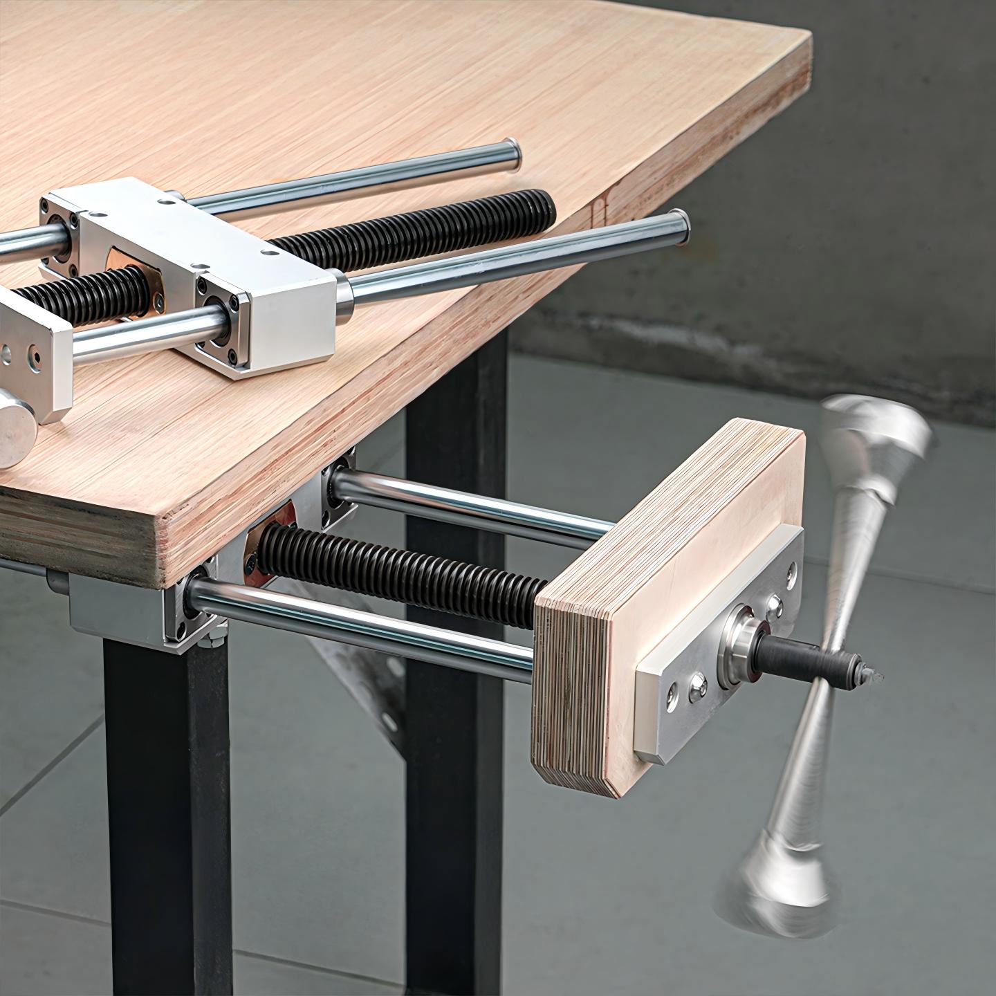 Woodworking bench inertia vise, DIY workbench, precision heavy-duty vise, bench clamp, clamping table, table vise, double connecting rod for vise, CNC