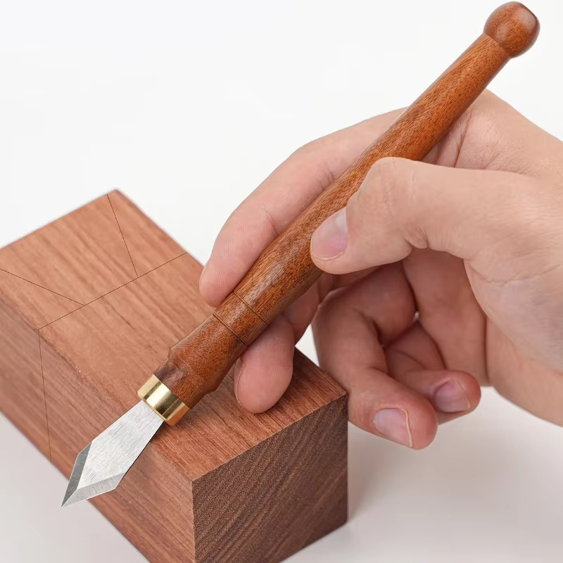 Woodworking Triangular Line Drawing Knife DIY Tool Bidirectional Drawing Knife Marking High Carbon Steel Blade Wood Carving Tool