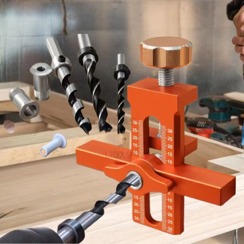 6/8/10mm Drills 2 in 1 Aluminum Alloy Cabinet Door Installation Positioner Rebounder Punched Mounting Jig Cabinet Door Panel