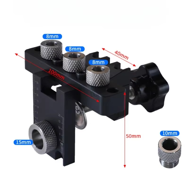 Adjustable Doweling Jig Woodworking Pocket 3 in 1 Hole Jig 8MM 10MM Bushes Drilling Guide Locator Puncher Tools Best Dowel Jig