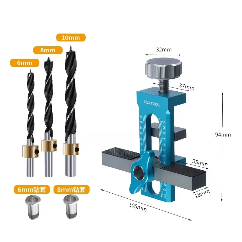 New Cabinet Door Mounting Jig Locator Quick Positioning Hole Opening Tool Adjustable Aluminum Alloy Cabinet Portable Tools