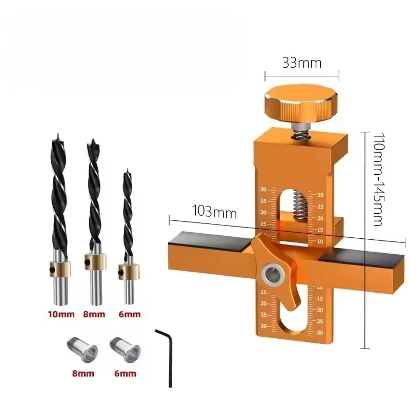 6/8/10mm Drills 2 in 1 Aluminum Alloy Cabinet Door Installation Positioner Rebounder Punched Mounting Jig Cabinet Door Panel