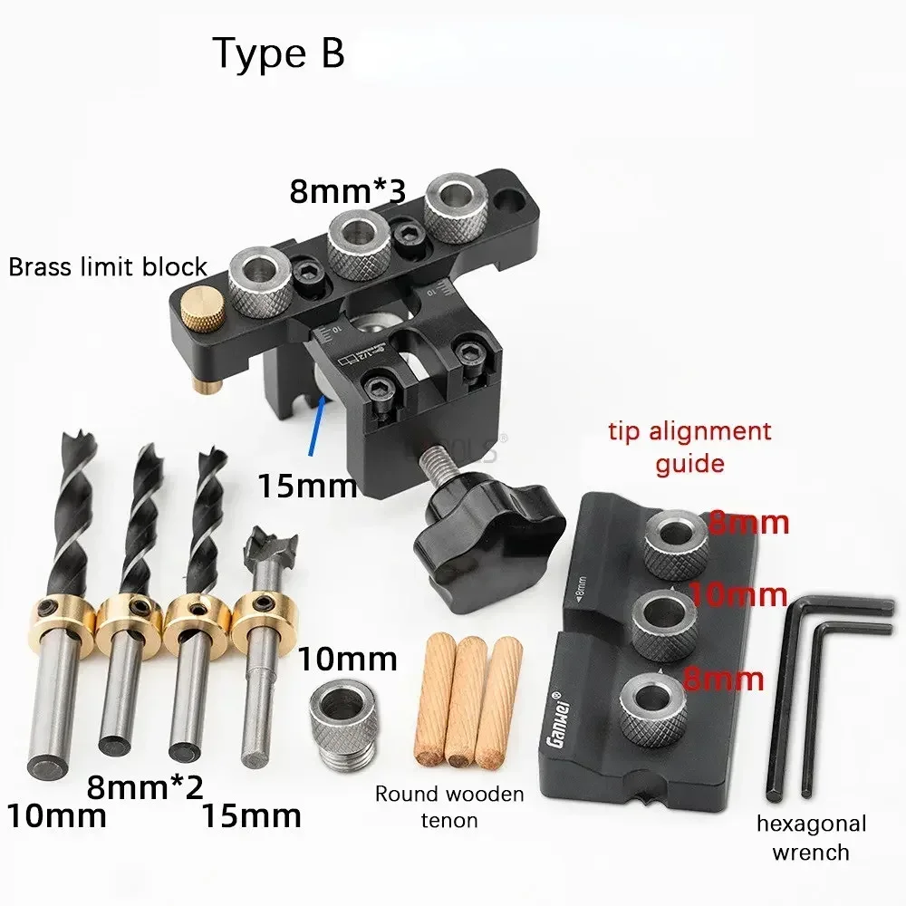 Precision Jig Dowel Cam Jig 3 in 1 Dowelling Jig Master Kit Wood Hole Drilling Guide Woodworking Position for DIY Wood Working