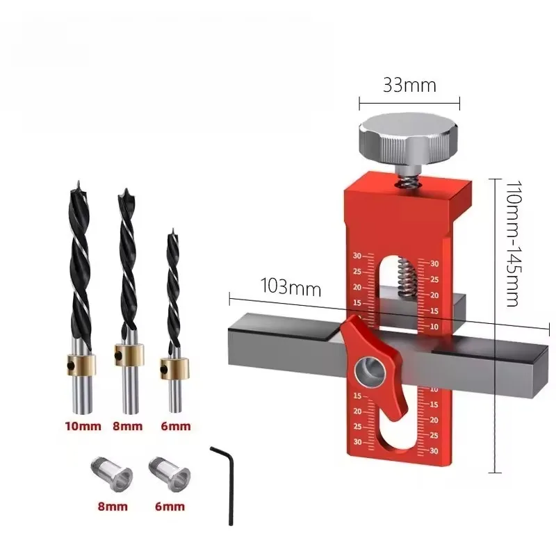 2 in 1 Cabinet Door Installation Positioner, 6/8/10mm Rebounder Punched Mounting Jig Wardrobe Cabinet Door Panel Installation