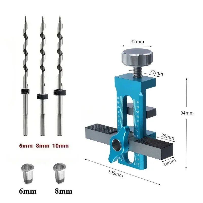 2 in 1 Cabinet Door Installation Positioner, 6/8/10mm Rebounder Punched Mounting Jig Wardrobe Cabinet Door Panel Installation