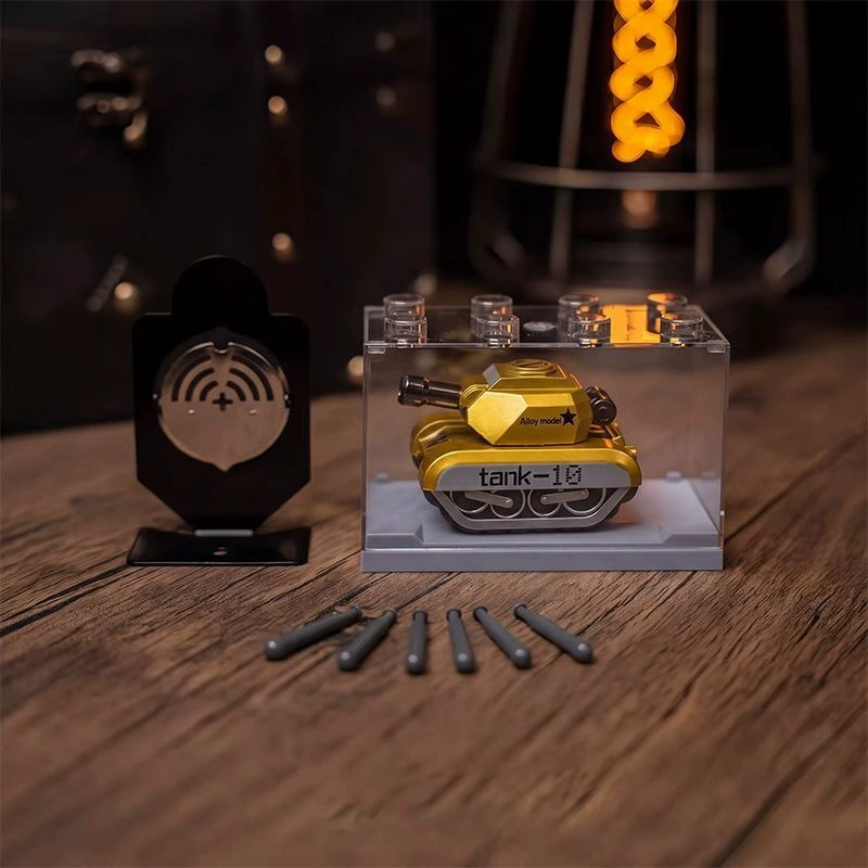Mini Desktop Battle Tank Toy – Micro Remote Control Tank with Display Case or Interactive Cannon Pull-Back Fidget Toy